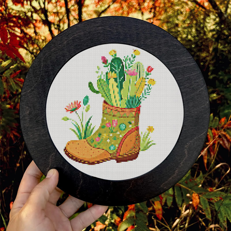 Cross Stitch Kit - Floral Cactus Boots | Creative Needle Craft | Easy For Beginners - image 6