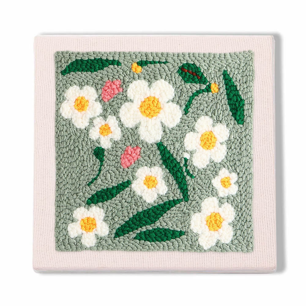 Wildflowers Square Punch Needle Kit - Handmade Flower Craft | Nice Housewarming Gifts - 25*25 - image 0