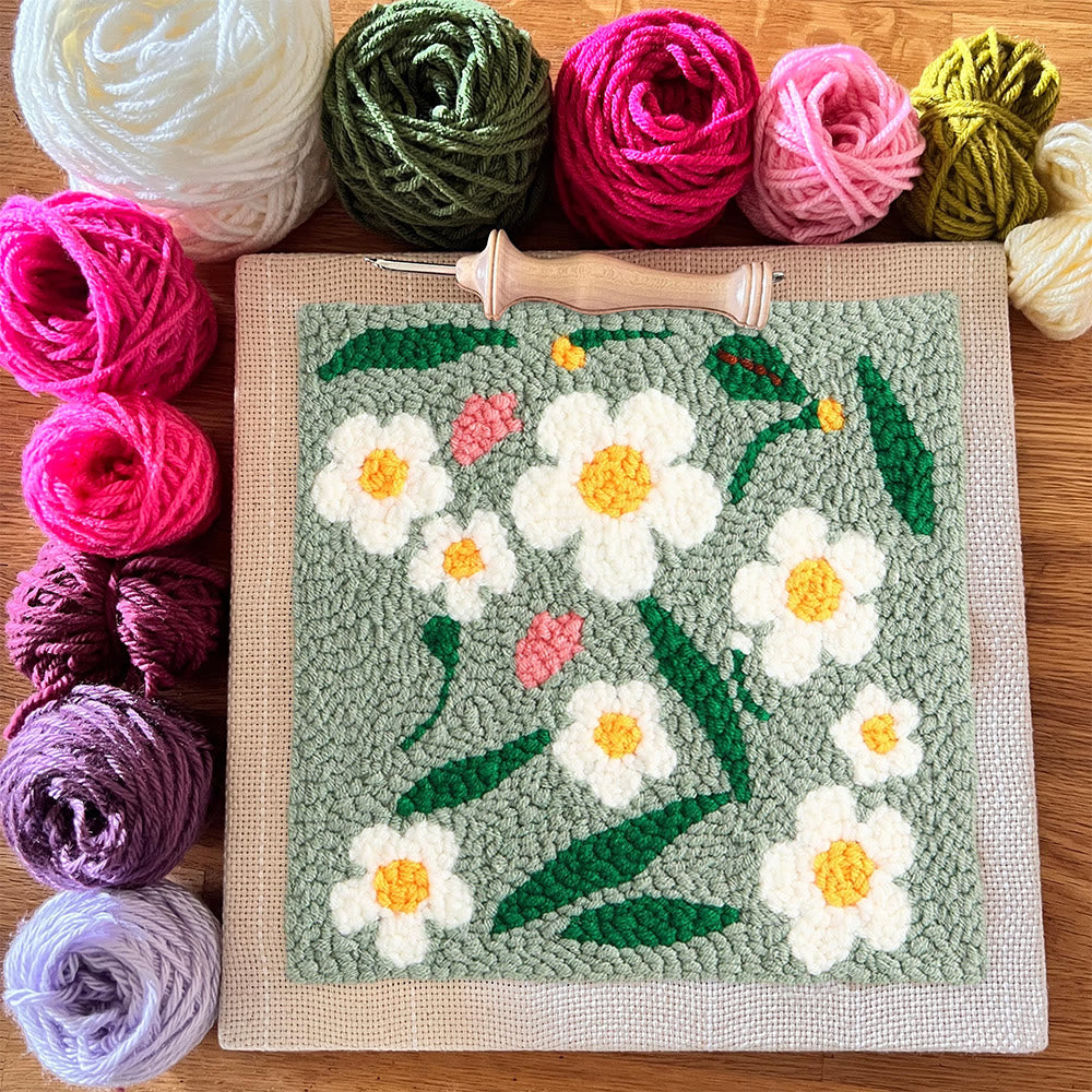 Wildflowers Square Punch Needle Kit - Handmade Flower Craft | Nice Housewarming Gifts - image 1