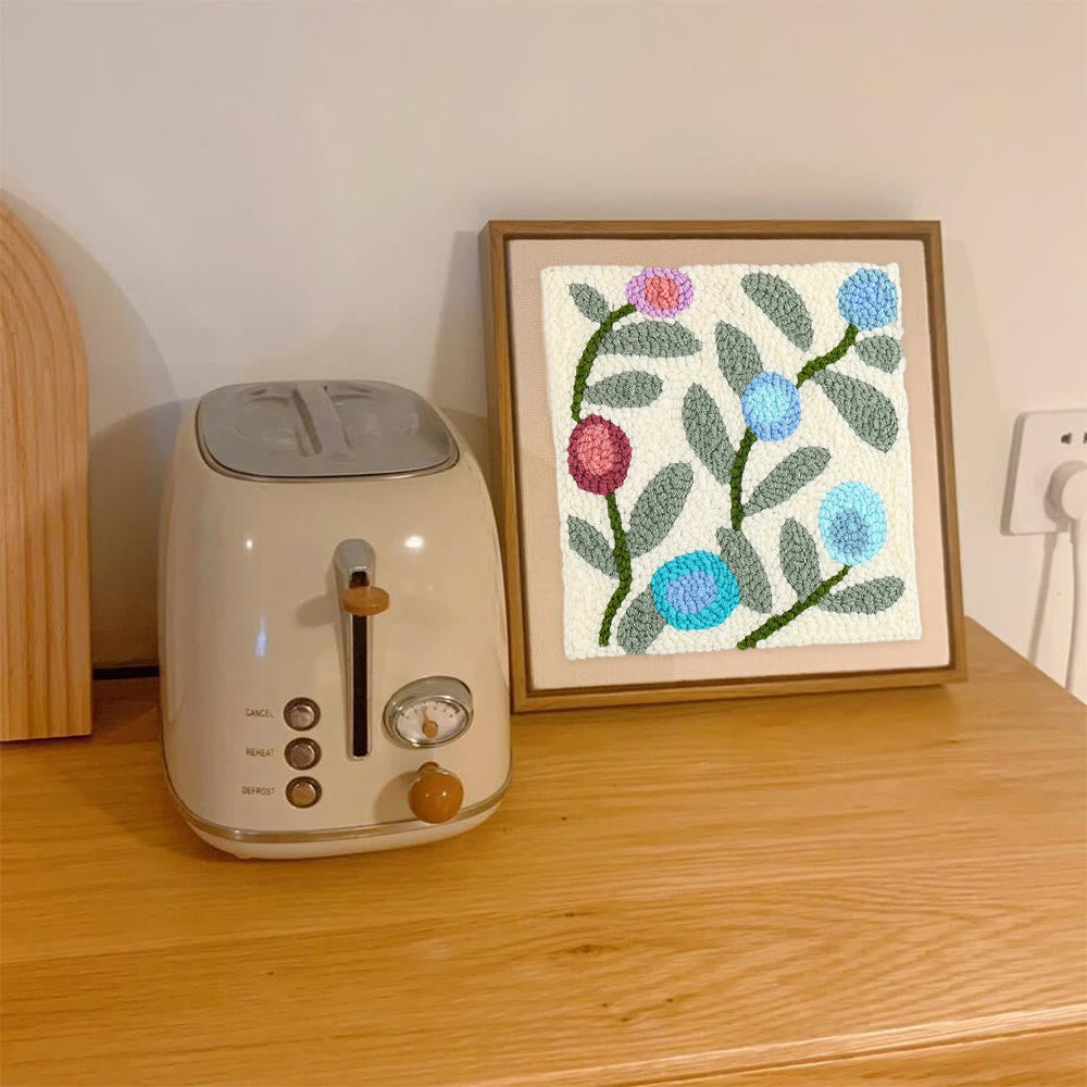 Little Flower Square Punch Needle Kit - Diy  Handmade Yarn Craft | Floral  Wallhanging Ornament  - image 9