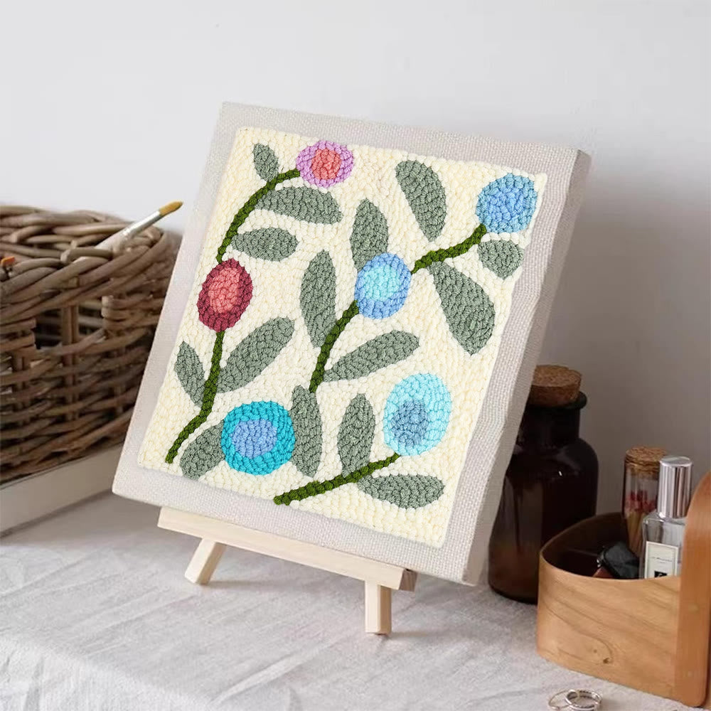 Little Flower Square Punch Needle Kit - Diy  Handmade Yarn Craft | Floral  Wallhanging Ornament  - image 3