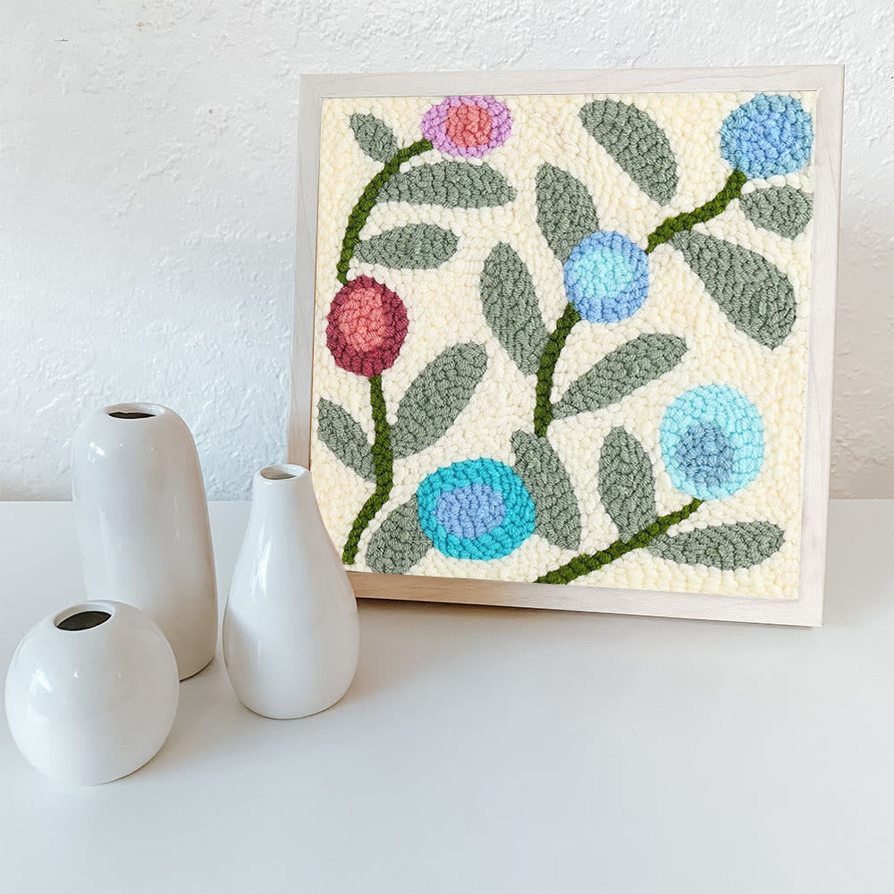 Little Flower Square Punch Needle Kit - Diy  Handmade Yarn Craft | Floral  Wallhanging Ornament  - image 8