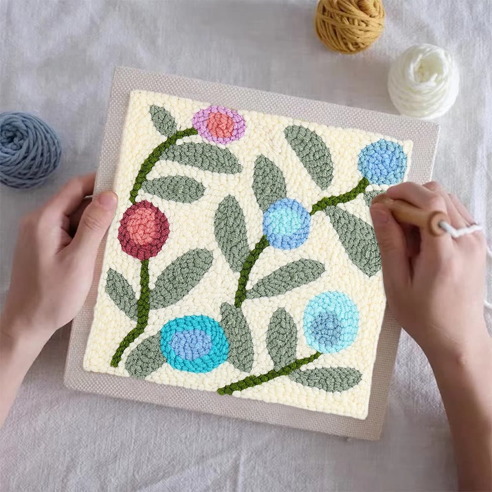 Little Flower Square Punch Needle Kit - Diy  Handmade Yarn Craft | Floral  Wallhanging Ornament  - image 7