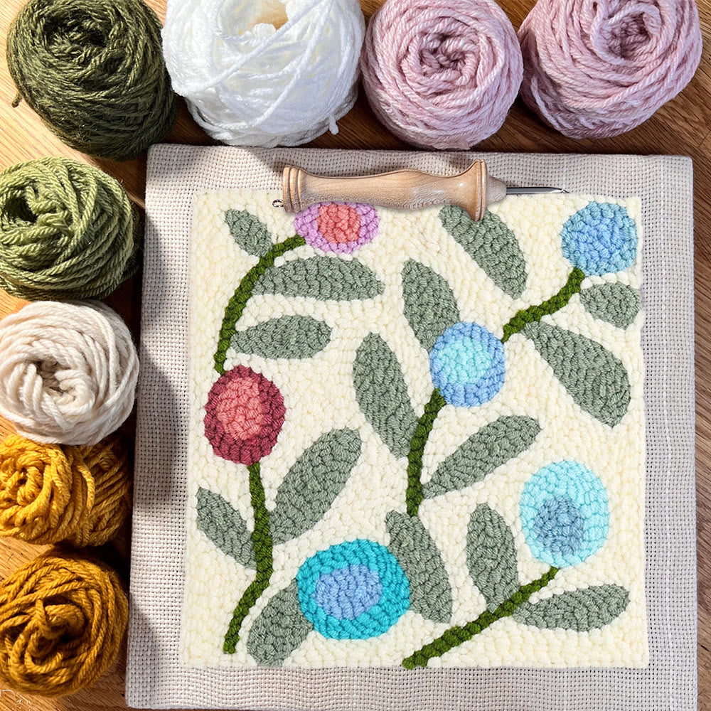 Little Flower Square Punch Needle Kit - Diy  Handmade Yarn Craft | Floral  Wallhanging Ornament  - image 6