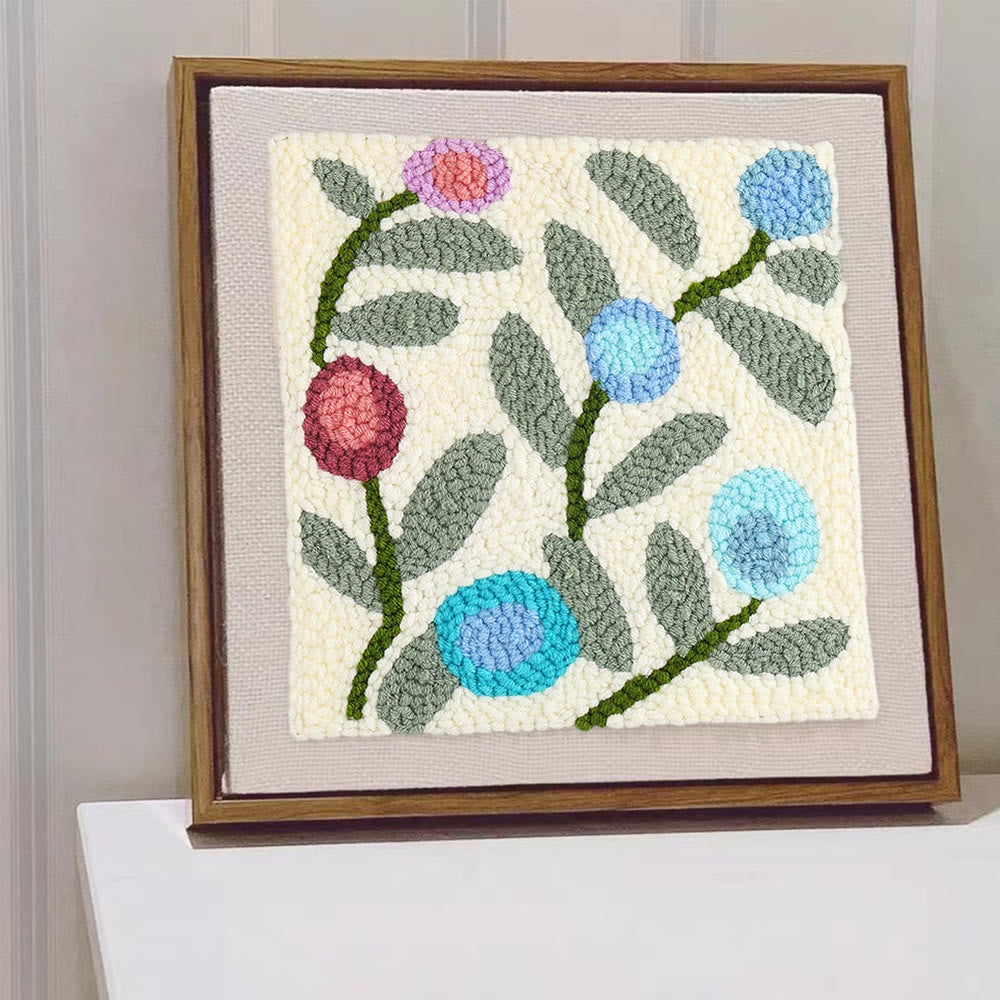 Little Flower Square Punch Needle Kit - Diy  Handmade Yarn Craft | Floral  Wallhanging Ornament  - image 5