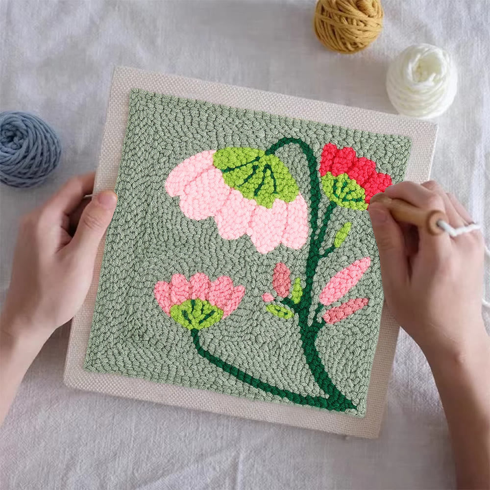 Charming Flower Square Punch Needle Kit - Unique Floral Handicraft | Great Needlepoint For Beginners - image 2