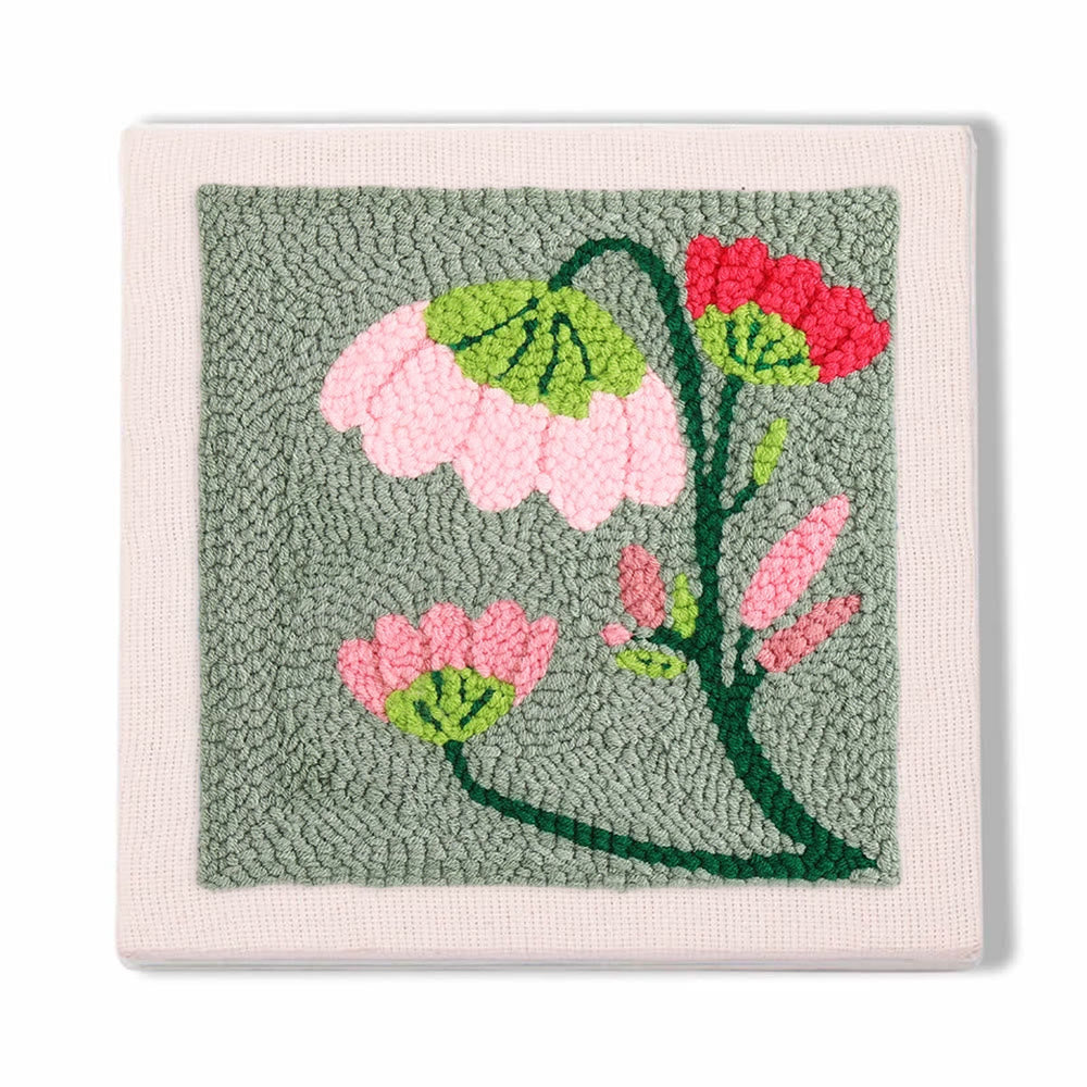 Charming Flower Square Punch Needle Kit - Unique Floral Handicraft | Great Needlepoint For Beginners - 25*25 - image 0