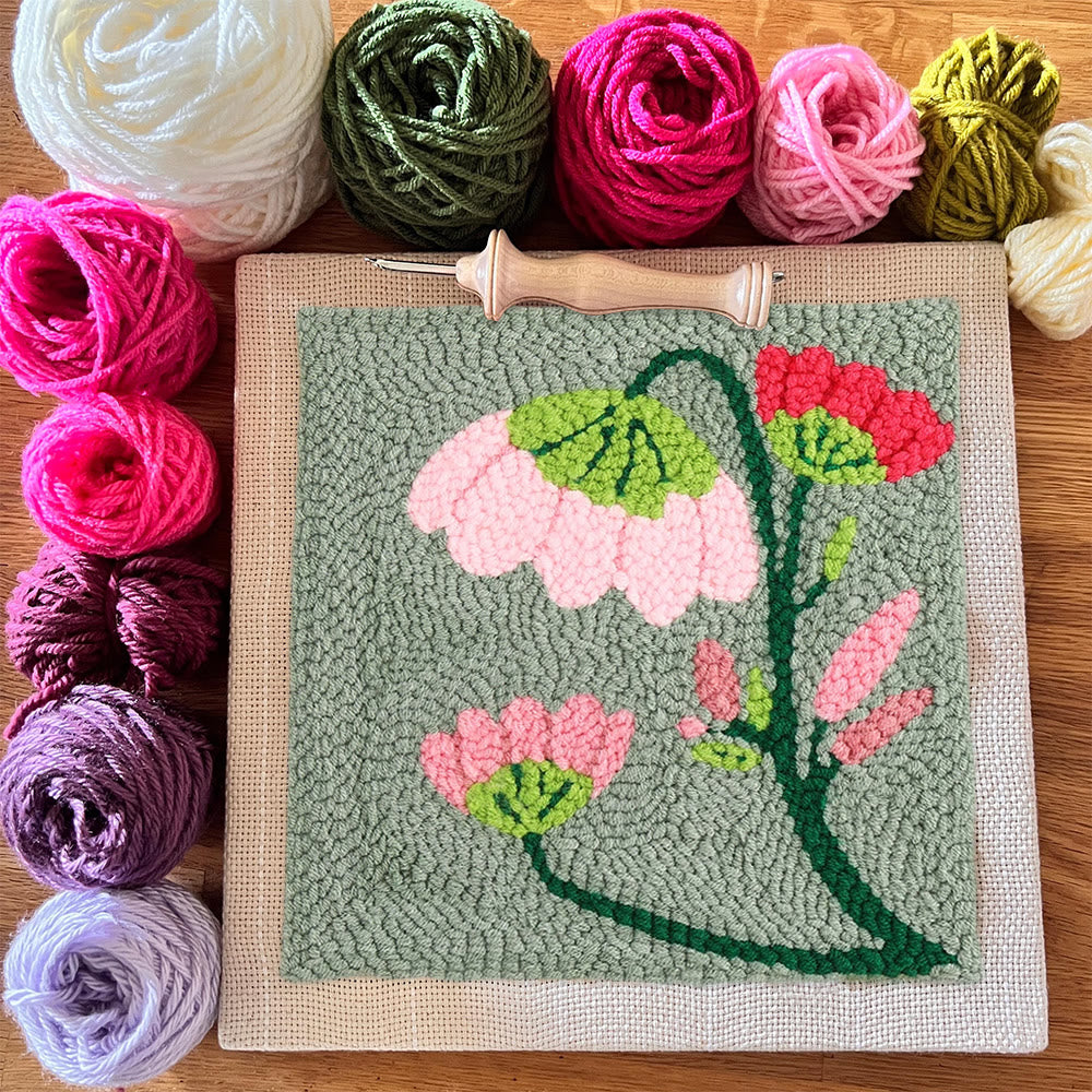 Charming Flower Square Punch Needle Kit - Unique Floral Handicraft | Great Needlepoint For Beginners - image 5