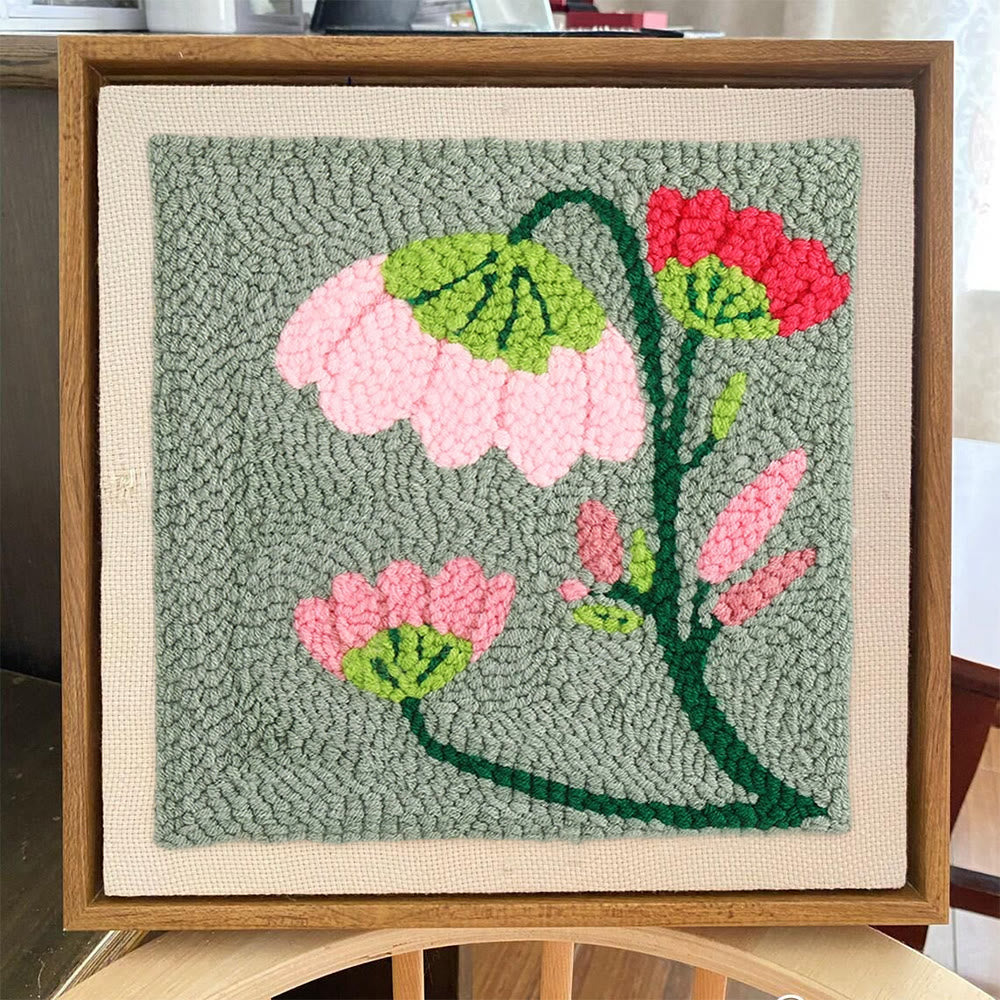 Charming Flower Square Punch Needle Kit - Unique Floral Handicraft | Great Needlepoint For Beginners - image 4