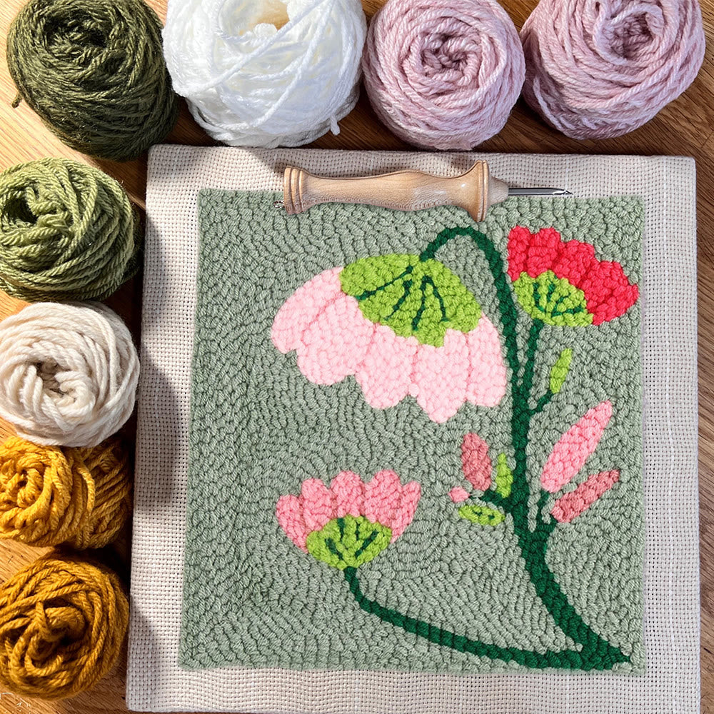 Charming Flower Square Punch Needle Kit - Unique Floral Handicraft | Great Needlepoint For Beginners - image 3