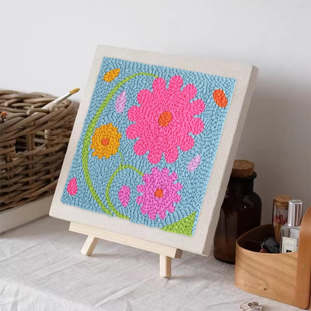 Colourful Flowers Square Punch Needle Kit - Handmade Floral Artwork | Nice Gifts For Housewarming  - image 5