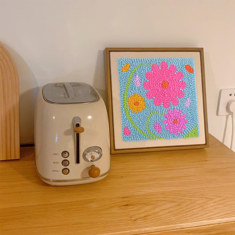 Colourful Flowers Square Punch Needle Kit - Handmade Floral Artwork | Nice Gifts For Housewarming  - image 4