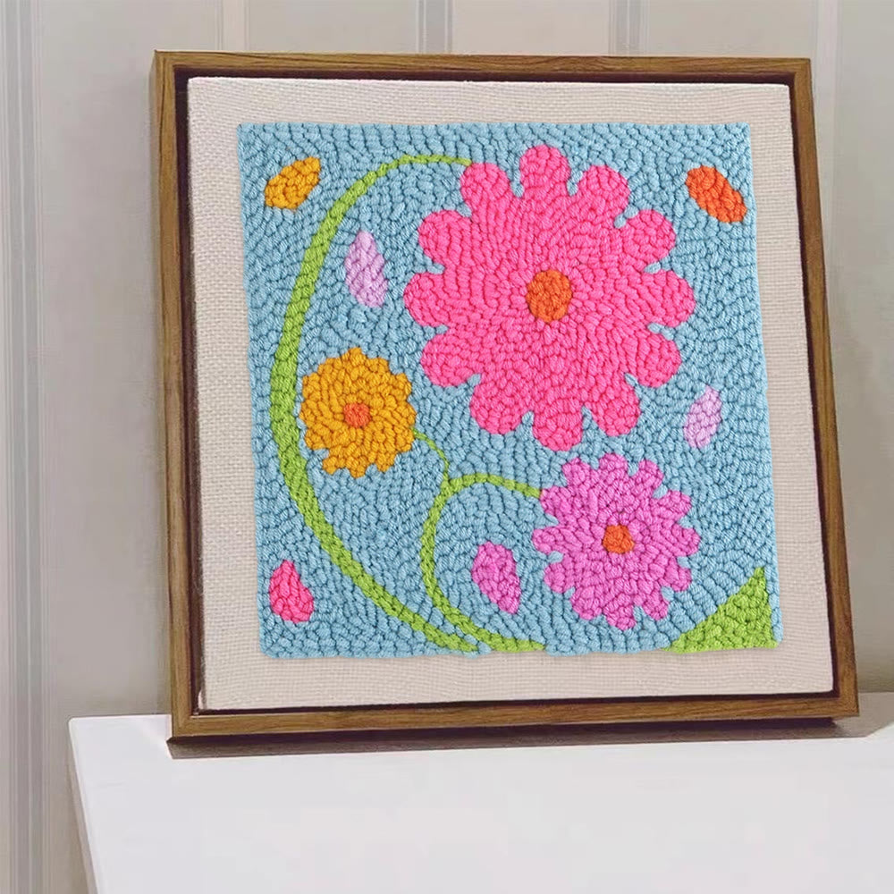 Colourful Flowers Square Punch Needle Kit - Handmade Floral Artwork | Nice Gifts For Housewarming  - image 7