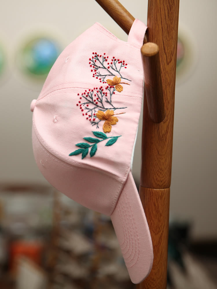 Embroidery Flower Baseball Cap Kit |  Diy Stylish Hat Craft | Unique Handmade Birthday Gifts - pink - image 2