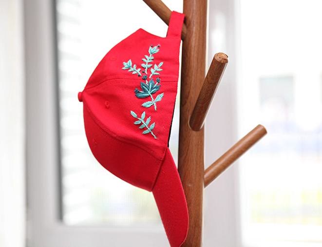 Embroidery Flower Baseball Cap Kit |  Diy Stylish Hat Craft | Unique Handmade Birthday Gifts - red - image 3