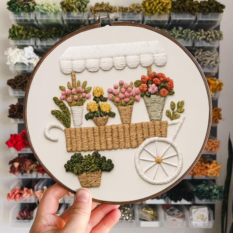 Rubbyoo Embroidery Kit - Charming Floral  Cart | Diy Handmade Craft | Unique Desk Decor - image 8