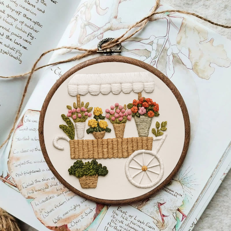 Rubbyoo Embroidery Kit - Charming Floral  Cart | Diy Handmade Craft | Unique Desk Decor - image 6