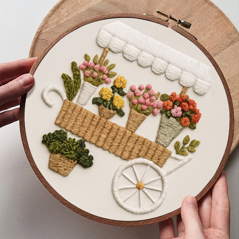 Rubbyoo Embroidery Kit - Charming Floral  Cart | Diy Handmade Craft | Unique Desk Decor - image 3