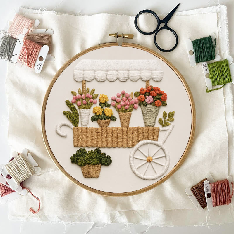 Rubbyoo Embroidery Kit - Charming Floral  Cart | Diy Handmade Craft | Unique Desk Decor - image 2