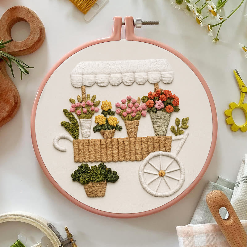 Rubbyoo Embroidery Kit - Charming Floral  Cart | Diy Handmade Craft | Unique Desk Decor - image 4