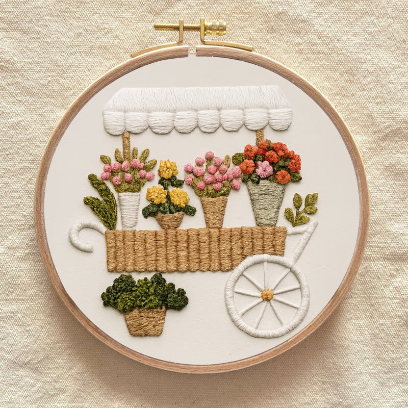 Rubbyoo Embroidery Kit - Charming Floral  Cart | Diy Handmade Craft | Unique Desk Decor - image 9