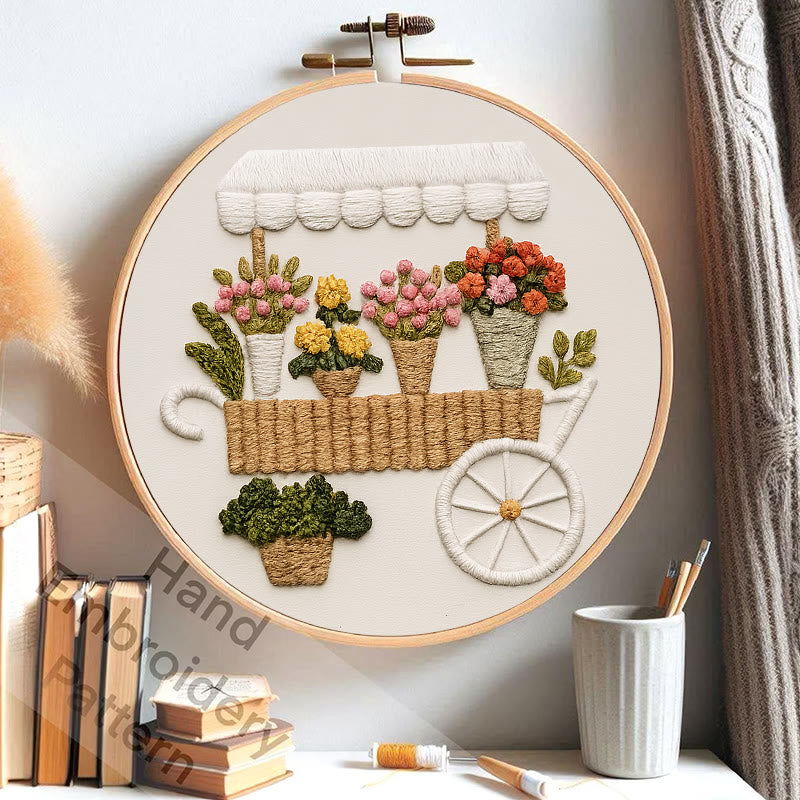 Rubbyoo Embroidery Kit - Charming Floral  Cart | Diy Handmade Craft | Unique Desk Decor - image 7