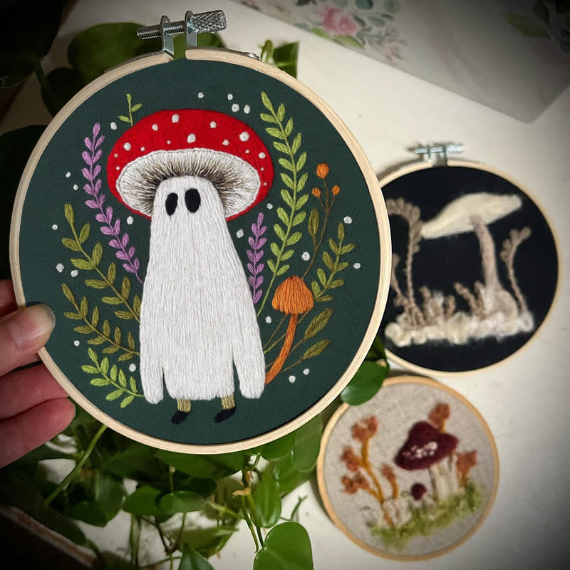 Rubbyoo Embroidery Kit - Red Mushroom Ghost | Unique Helloween Craft | Diy Handmade Needlework - image 7