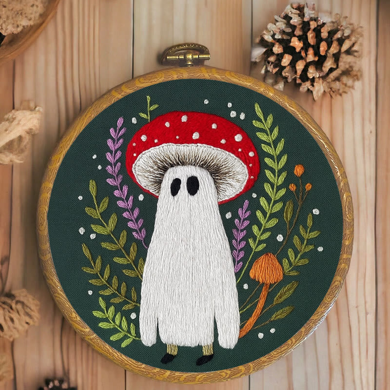 Rubbyoo Embroidery Kit - Red Mushroom Ghost | Unique Helloween Craft | Diy Handmade Needlework - image 3