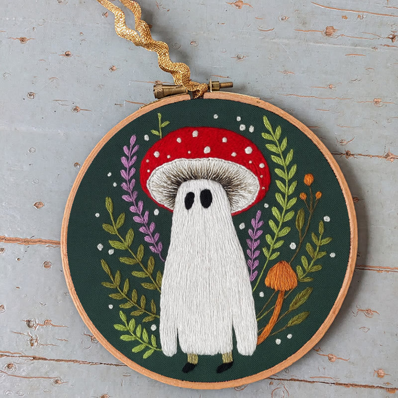 Rubbyoo Embroidery Kit - Red Mushroom Ghost | Unique Helloween Craft | Diy Handmade Needlework - image 2