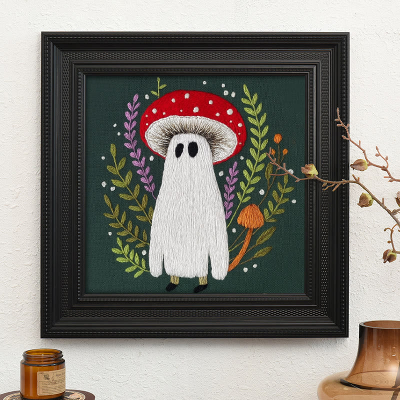 Rubbyoo Embroidery Kit - Red Mushroom Ghost | Unique Helloween Craft | Diy Handmade Needlework - Embroidery Kit Plus An Extra Frame - image 9