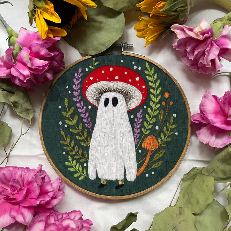 Rubbyoo Embroidery Kit - Red Mushroom Ghost | Unique Helloween Craft | Diy Handmade Needlework - image 5