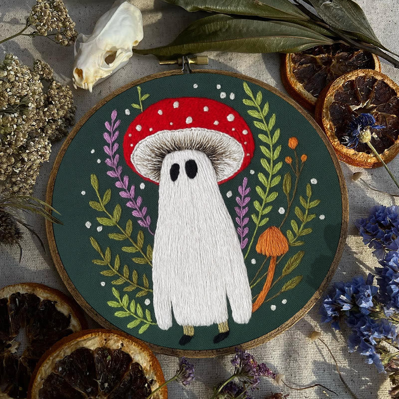 Rubbyoo Embroidery Kit - Red Mushroom Ghost | Unique Helloween Craft | Diy Handmade Needlework - image 6