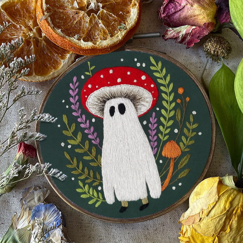 Rubbyoo Embroidery Kit - Red Mushroom Ghost | Unique Helloween Craft | Diy Handmade Needlework - image 4