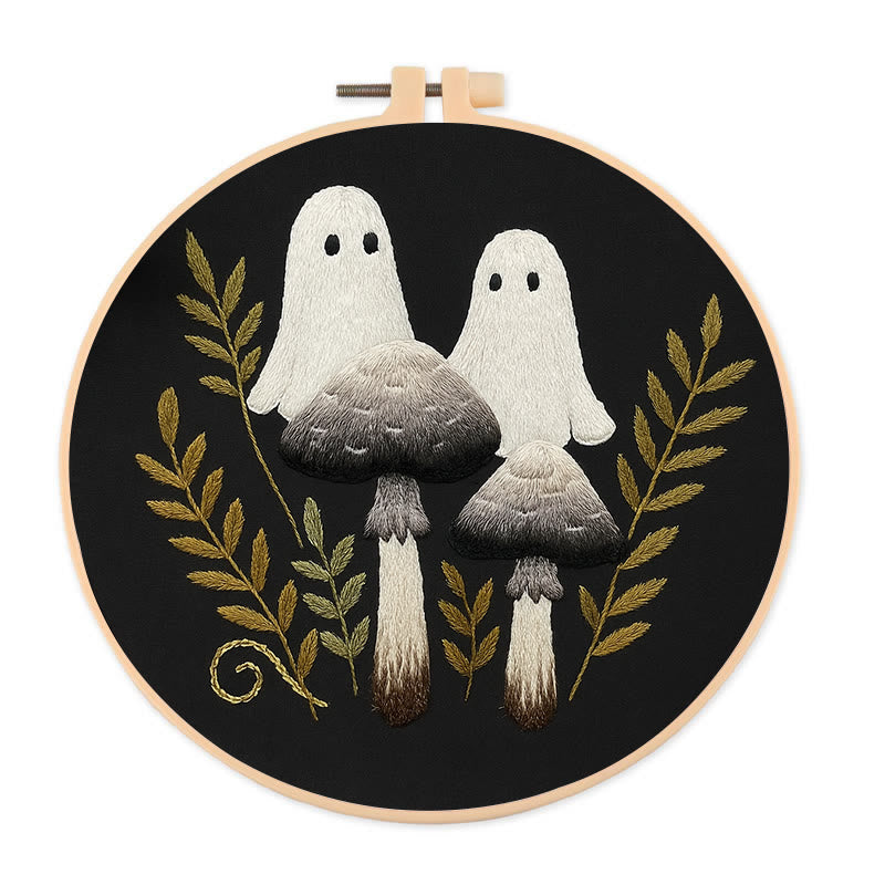 Rubbyoo Embroidery Kit - Helloween Spooky Mushroom | Diy Housewarming Present | Needlework For Beginner - 20*20cm - image 0