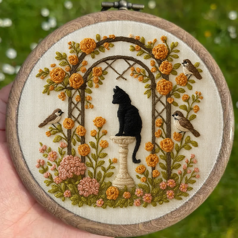 Rubbyoo Embroidery Kit - Cat With Blooming Flowers | Handicraft For Wedding Gifts | Perfect As Room Decor - image 7