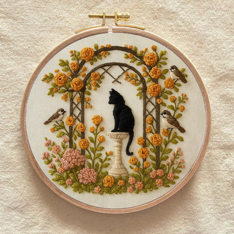 Rubbyoo Embroidery Kit - Cat With Blooming Flowers | Handicraft For Wedding Gifts | Perfect As Room Decor - image 6