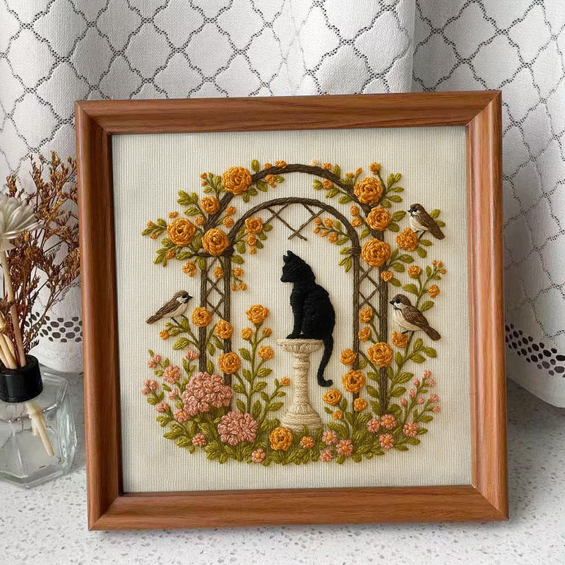 Rubbyoo Embroidery Kit - Cat With Blooming Flowers | Handicraft For Wedding Gifts | Perfect As Room Decor - Embroidery Kit Plus An Extra Frame - image 9