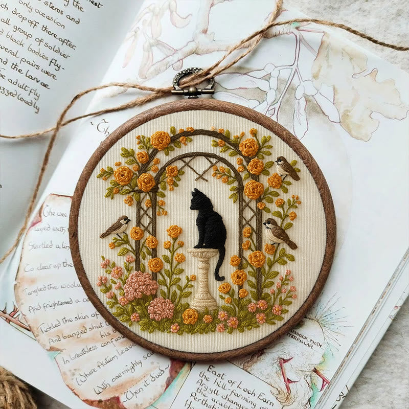 Rubbyoo Embroidery Kit - Cat With Blooming Flowers | Handicraft For Wedding Gifts | Perfect As Room Decor - image 8