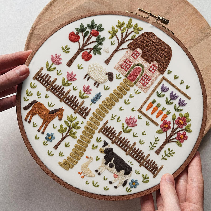 Rubbyoo Embroidery Kit - Harvest Farm | Beautiful Landscape Craft | Perfect Needle Set For Beginner - image 6