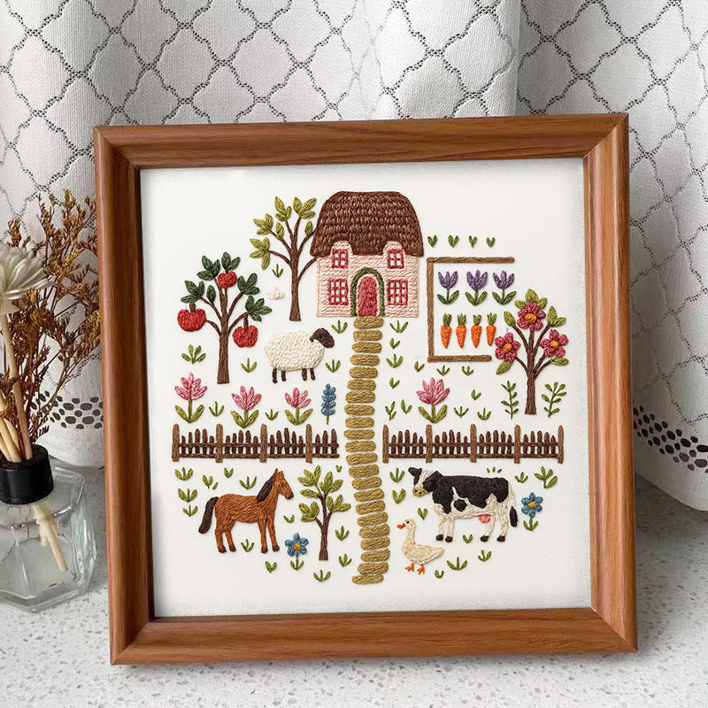 Rubbyoo Embroidery Kit - Harvest Farm | Beautiful Landscape Craft | Perfect Needle Set For Beginner - Embroidery Kit Plus An Extra Frame - image 9