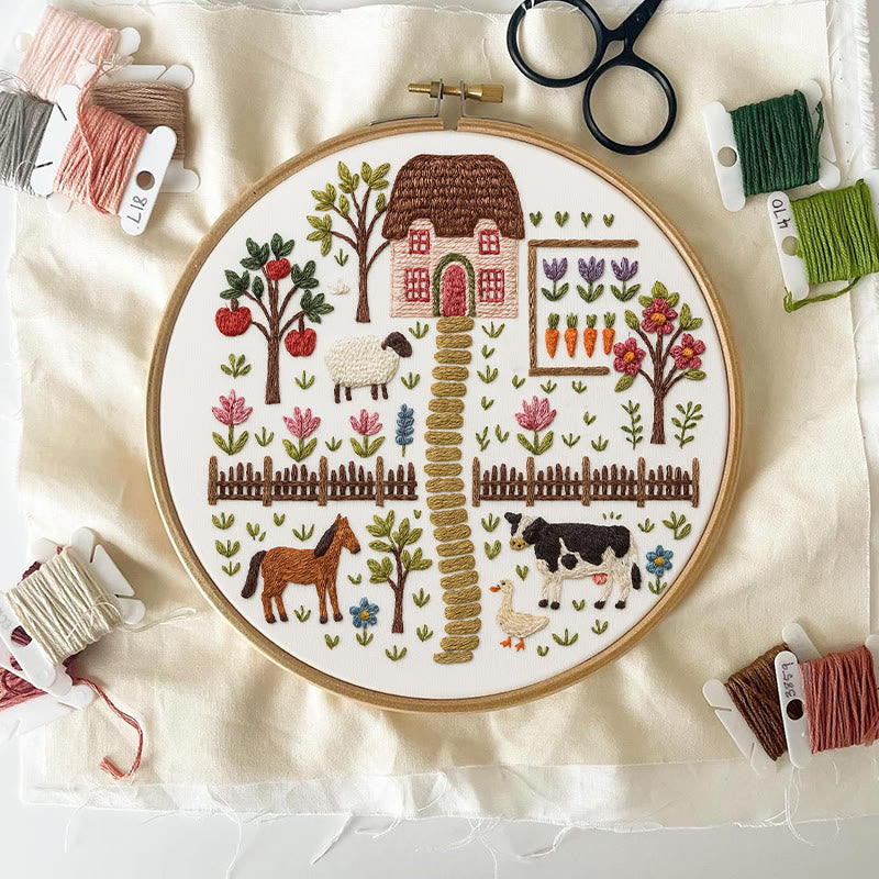 Rubbyoo Embroidery Kit - Harvest Farm | Beautiful Landscape Craft | Perfect Needle Set For Beginner - image 2