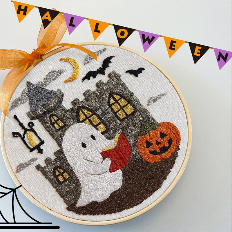 Rubbyoo Embroidery Kit - Halloween Reading Ghost | Creative Wall Hanging | Diy Halloween Decor - image 3