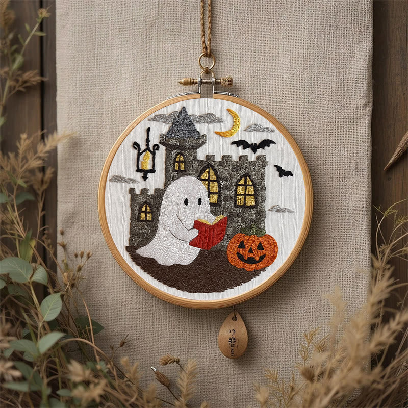 Rubbyoo Embroidery Kit - Halloween Reading Ghost | Creative Wall Hanging | Diy Halloween Decor - image 7