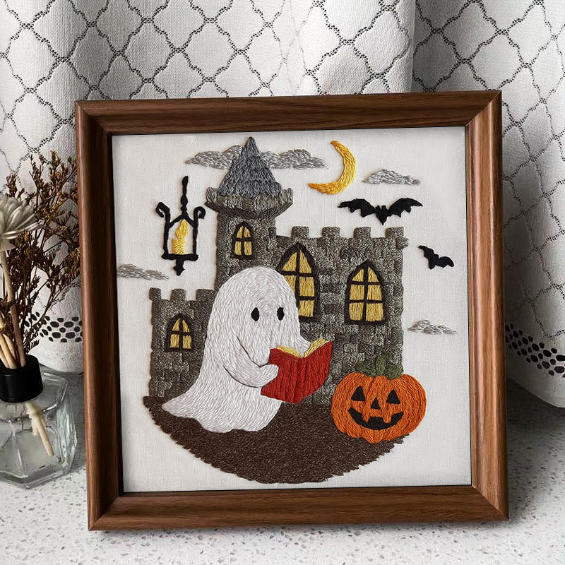 Rubbyoo Embroidery Kit - Halloween Reading Ghost | Creative Wall Hanging | Diy Halloween Decor - Embroidery Kit Plus An Extra Frame - image 9