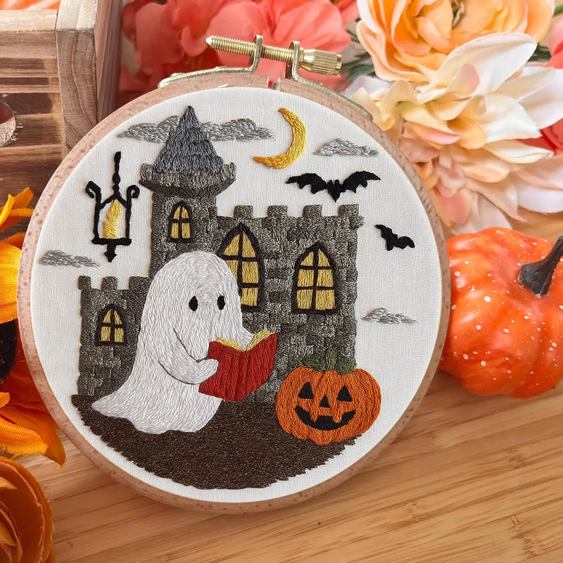 Rubbyoo Embroidery Kit - Halloween Reading Ghost | Creative Wall Hanging | Diy Halloween Decor - image 4