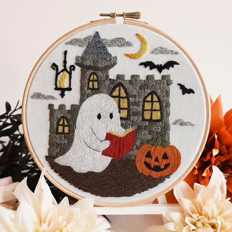 Rubbyoo Embroidery Kit - Halloween Reading Ghost | Creative Wall Hanging | Diy Halloween Decor - image 5