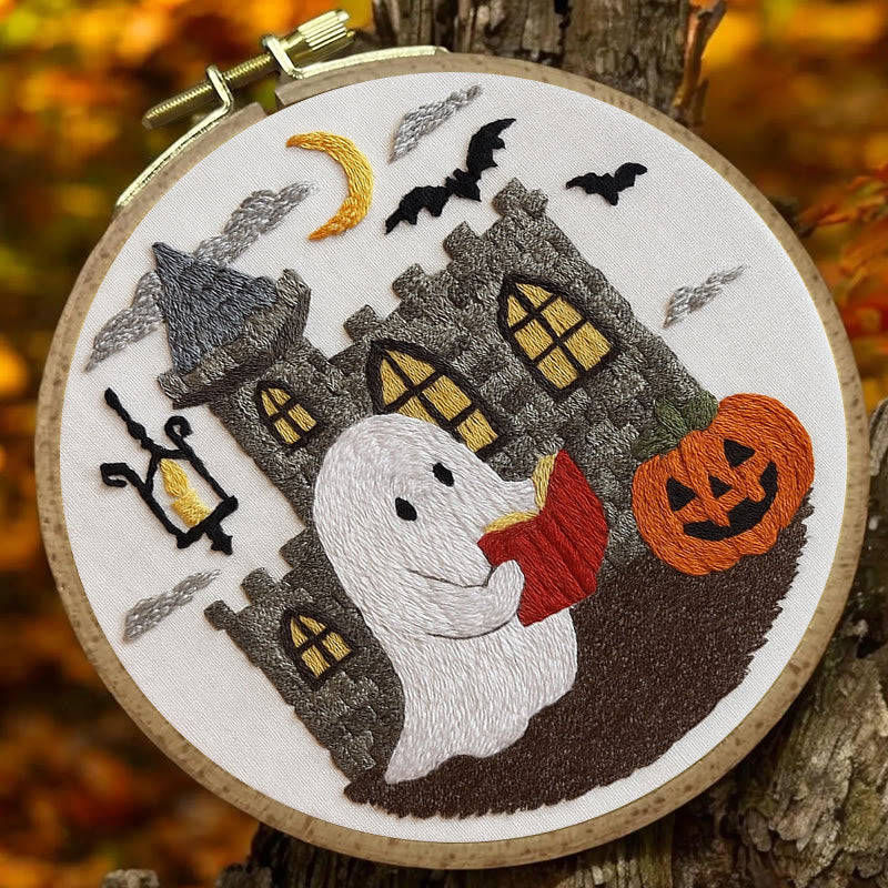 Rubbyoo Embroidery Kit - Halloween Reading Ghost | Creative Wall Hanging | Diy Halloween Decor - image 6