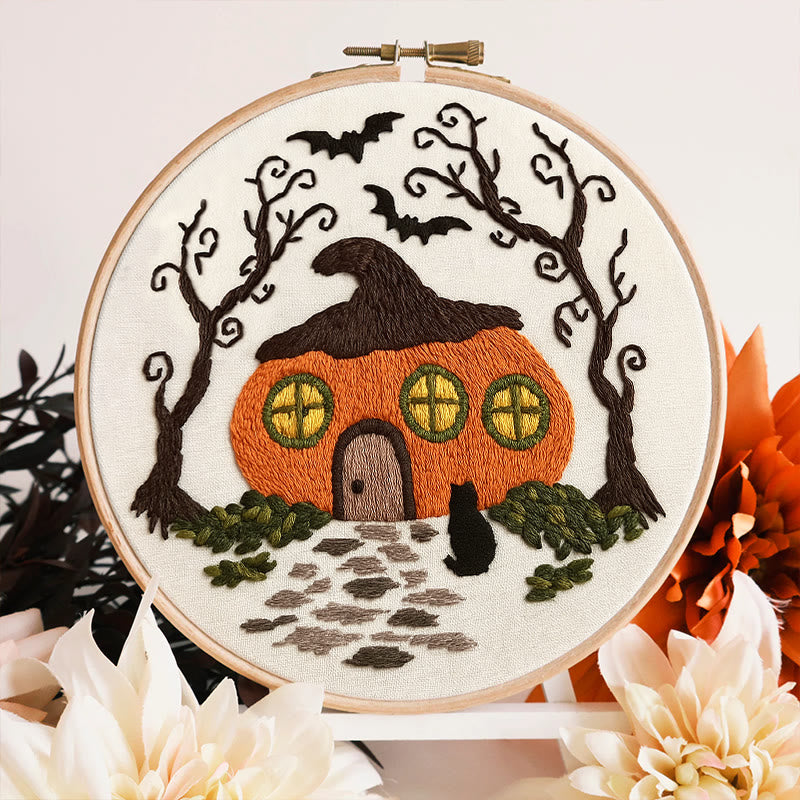 Rubbyoo Embroidery Kit - Mysterious Pumpkin House | Handmade Gifts For Helloween | Spooky Sewing Craft   - image 2