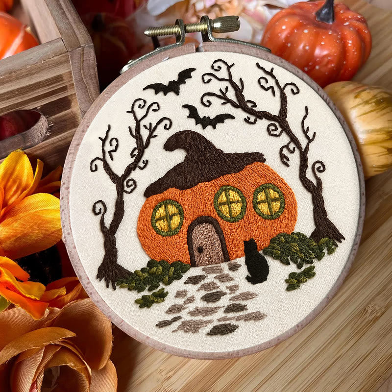 Rubbyoo Embroidery Kit - Mysterious Pumpkin House | Handmade Gifts For Helloween | Spooky Sewing Craft   - image 4