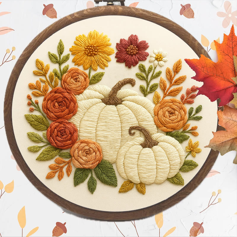 Rubbyoo Embroidery Kit - Floral Pumpkin | Easy Handmade Needlework | Diy Helloween Craft - image 4